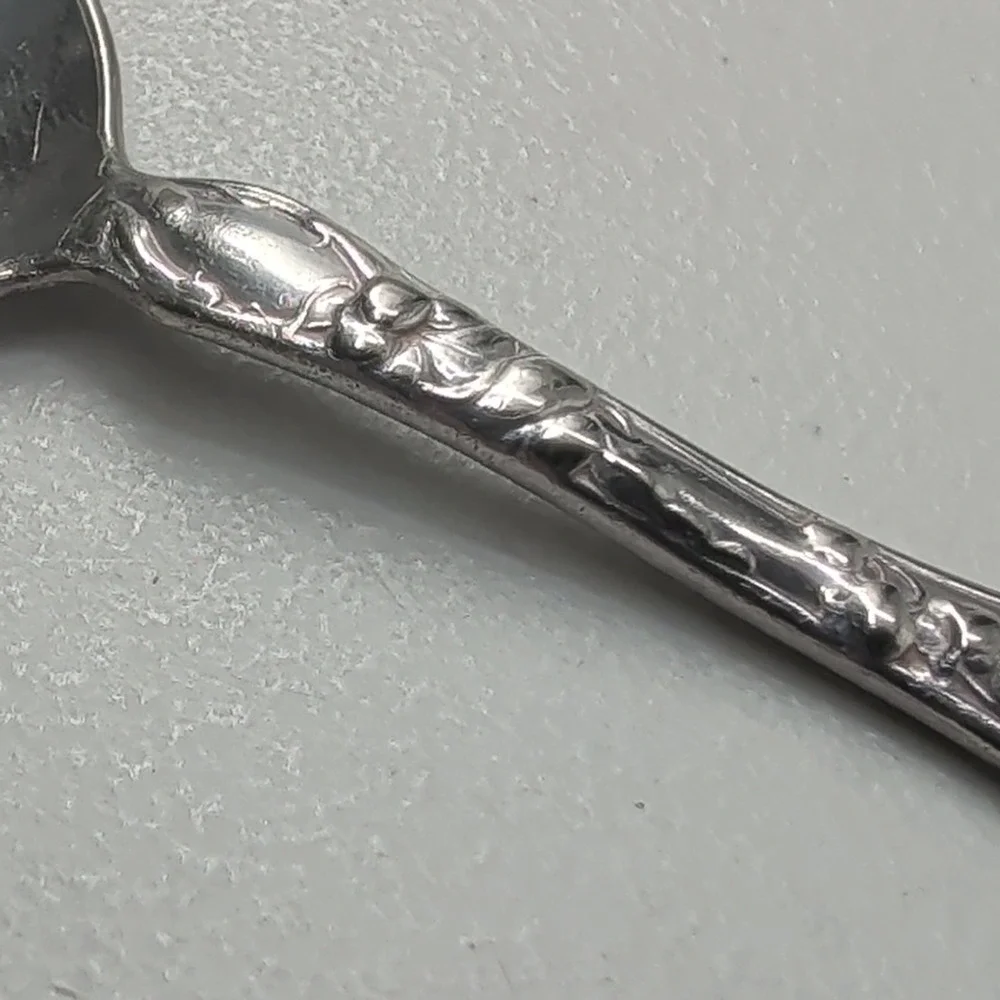 1835 R Wallace Floral Pattern Silver Plate Teaspoon Sectional Triple Monogram